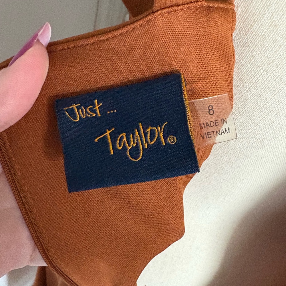 Just Taylor Burnt Orange Cocktail Dress - Picture 5 of 5